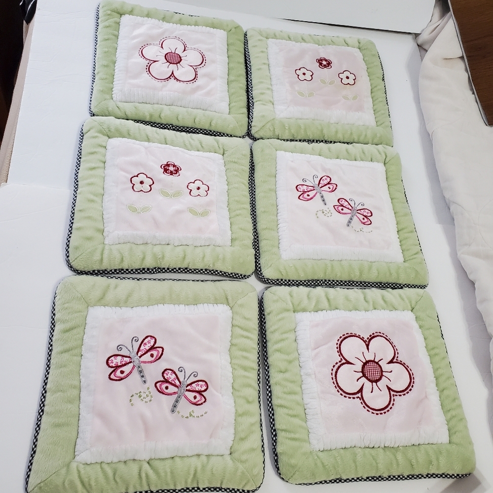 Kidsline Baby Nursery Wall Art Set of 6 Soft Fabric Panells Dragonfly Flower